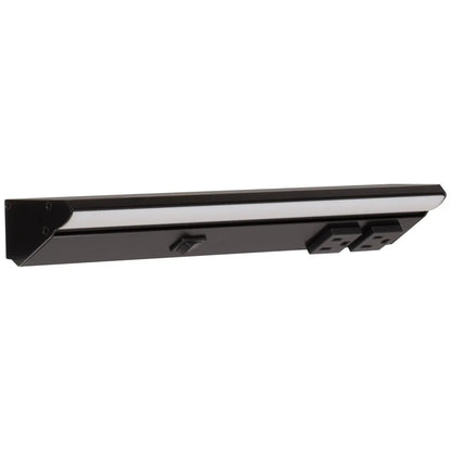 Under Cabinet Power Strip with High-Output LED Light in Black