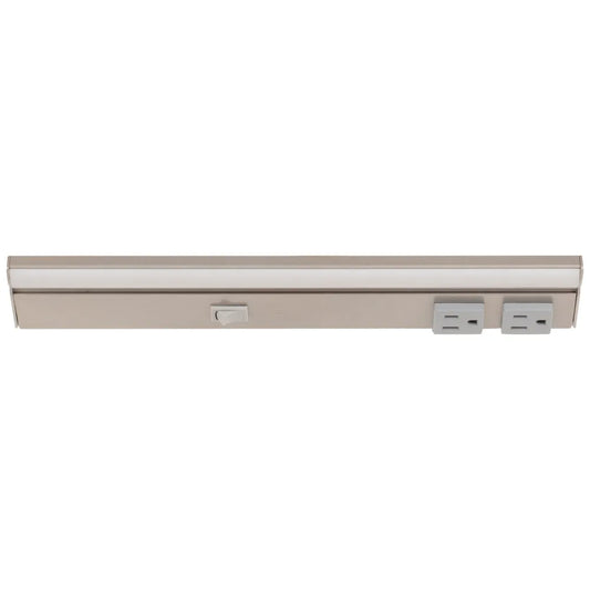 Under Cabinet Power Strip with High-Output LED Light in Satin Nickel - lpQ