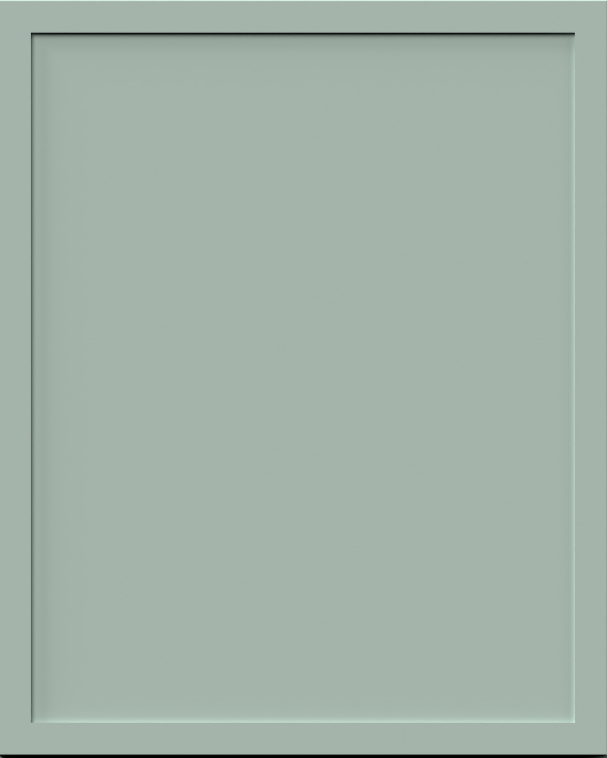 Fabuwood Luna sage green small sample door. Small shaker door style with a light, almost minty green painted finish.