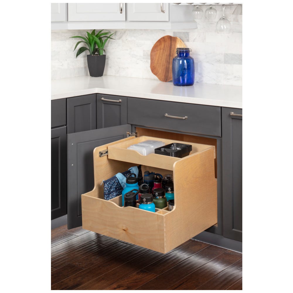 27" Wood Double Drawer Bottle Rollout