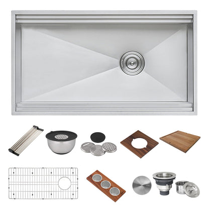 33" Double Ledge Zero Radius Workstation Sink with Accessories