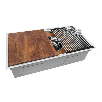 33" Double Ledge Zero Radius Workstation Sink with Accessories