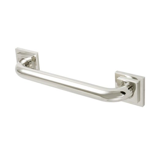 Claremont 12" Brass Decorative Grab Bar in Polished Nickel  