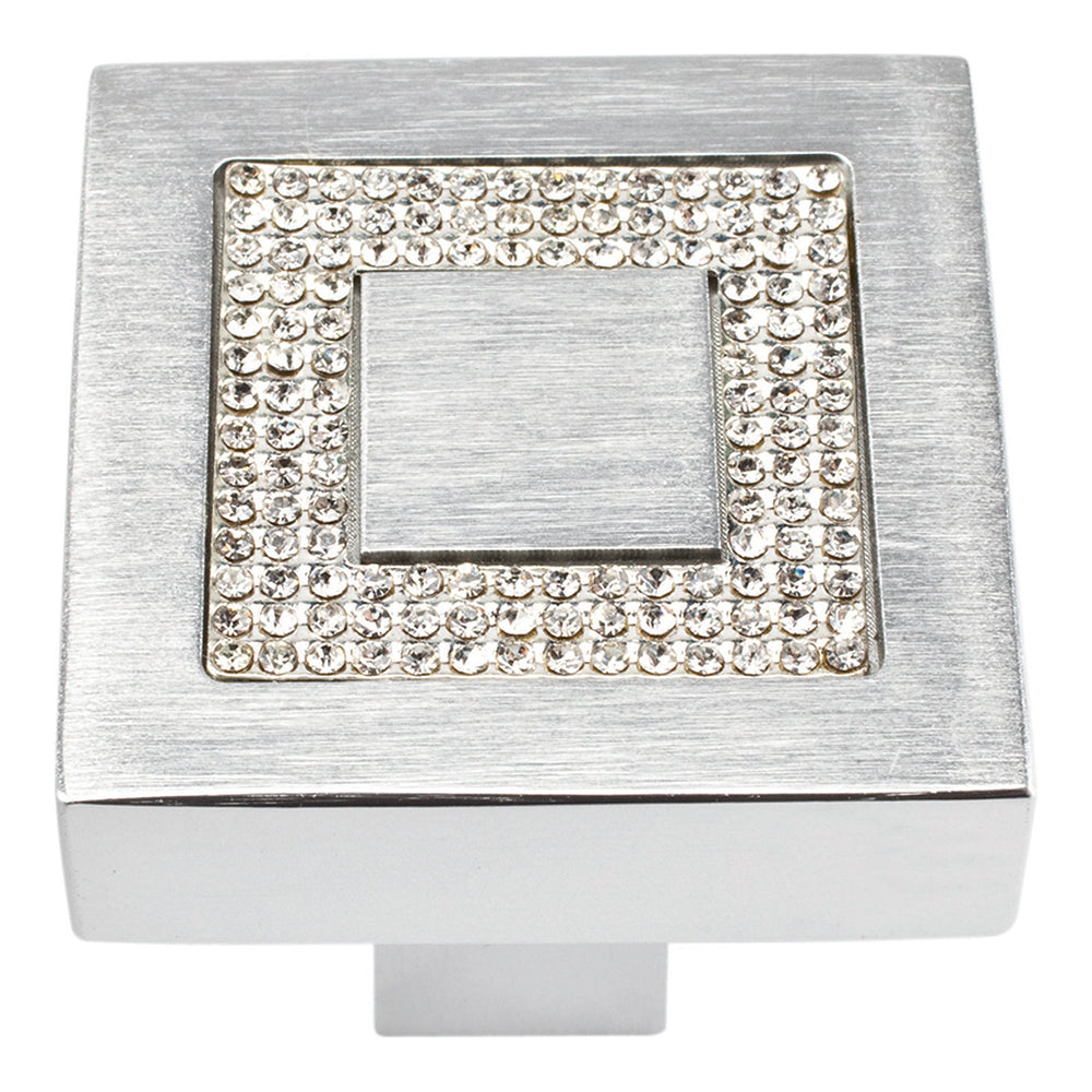 Inset Czech Crystal Square Knob-DirectCabinets.com