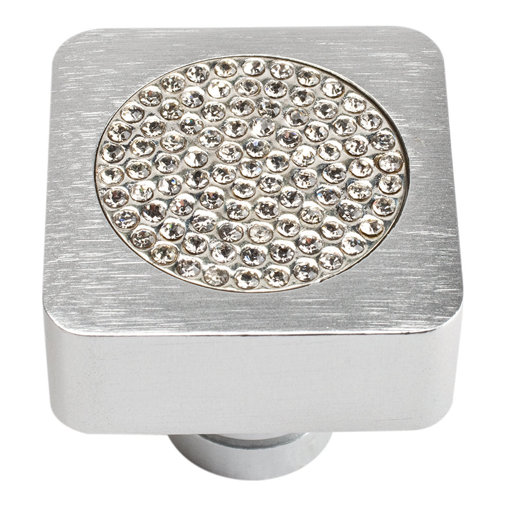 Small Czech Inset Crystal Square Knob-DirectCabinets.com