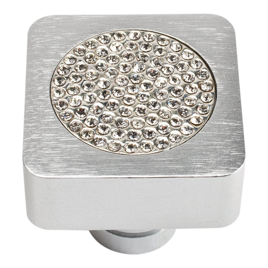 Small Czech Inset Crystal Square Knob-DirectCabinets.com