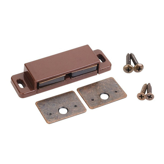 Hardware Resources 15 lb Double Magnetic Catch Retail Pack. Polybagged with 1 Catch, 2 Strike Plates, 2 - #5 x 5/8" Flat Head Screws and 2 - #6 x 3/4" Pan Head Screws-DirectCabinets.com