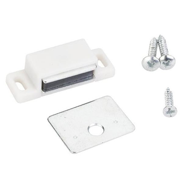 Hardware Resources 15 lb Single Magnetic Catch Retail Pack. Polybagged with 1 Catch, 1 Strike Plate, 1 - #5 x 5/8" Flat Head Screw and 2 - #6 x 3/4" Pan Head Screws-DirectCabinets.com