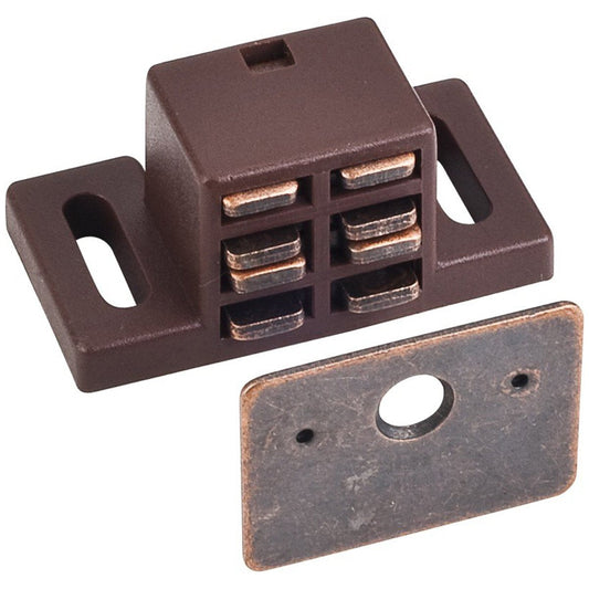 Hardware Resources Brown/Bronze Magnetic Catch with Screws and Strike Plate-DirectCabinets.com