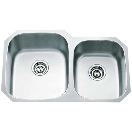 Hardware Resources 16 Gauge 60/40 Stainless Steel Undermount Sink with Larger Left Bowl-DirectCabinets.com