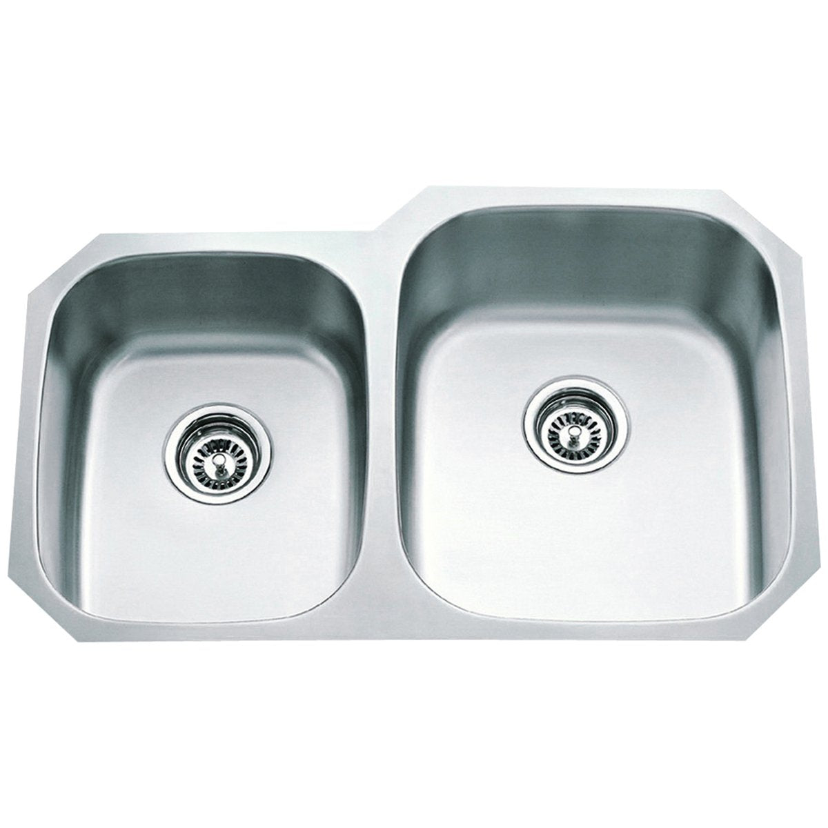 Hardware Resources Stainless Steel 18 Gauge Kitchen Sink with Two Unequal Bowls-DirectCabinets.com