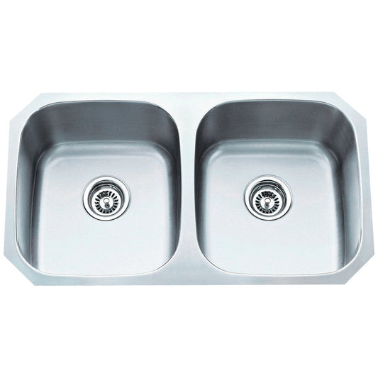 Hardware Resources Stainless Steel 18 Gauge Kitchen Sink with Two Equal Bowls-DirectCabinets.com
