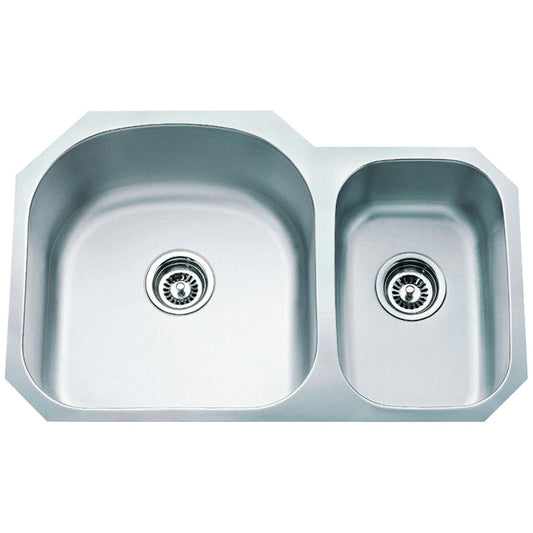 Hardware Resources 18 Gauge 70/30 Stainless Steel Undermount Sink with Larger Left Bowl-DirectCabinets.com