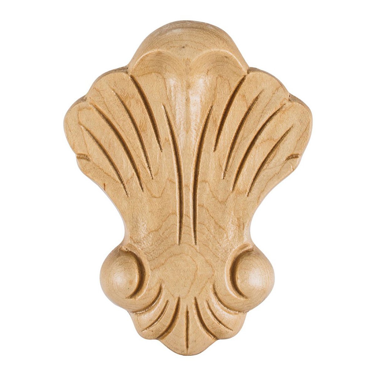 Hardware Resources 3-1/4" x 5/8" x 4-3/8" Hard Maple Shell Applique-DirectCabinets.com