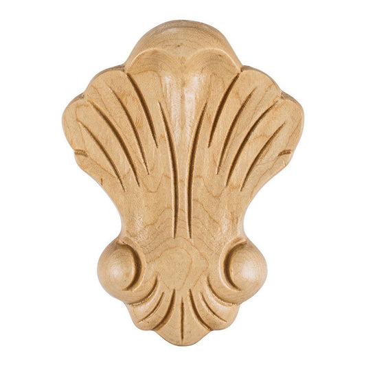 Hardware Resources 3-1/4" x 5/8" x 4-3/8" Hard Maple Shell Applique-DirectCabinets.com