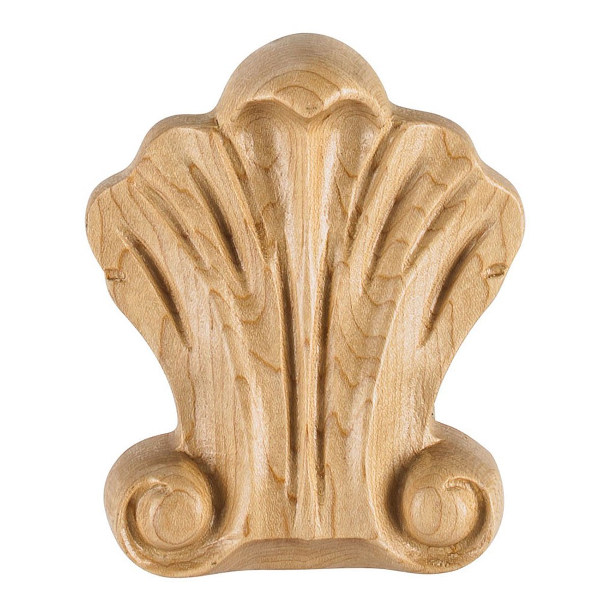 Hardware Resources 3-1/4" x 3/4" x 3-3/4" Hard Maple Shell Applique-DirectCabinets.com