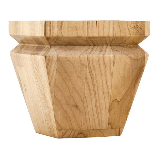 Hardware Resources Square Alder Tapered Bun Foot with "V" Groove-DirectCabinets.com