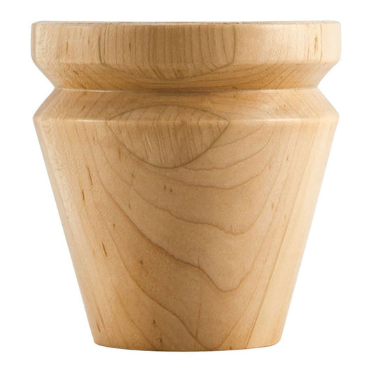 Hardware Resources Hard Maple Round Tapered Bun Foot with "V" Groove-DirectCabinets.com