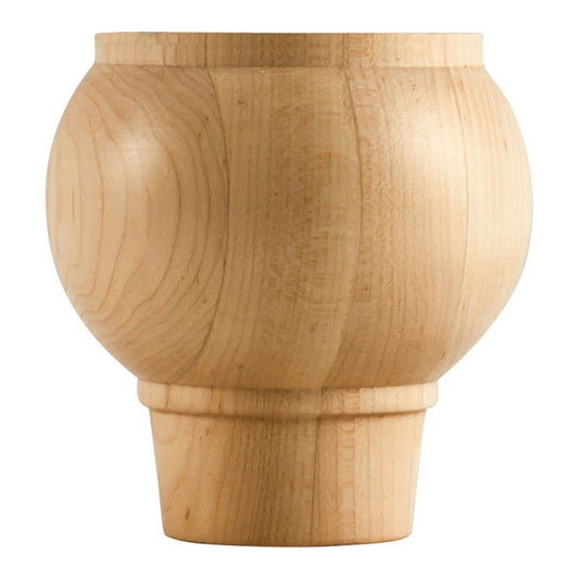 Hardware Resources Rubberwood Round Bun Foot with Bullnose Design and Tapered Foot-DirectCabinets.com