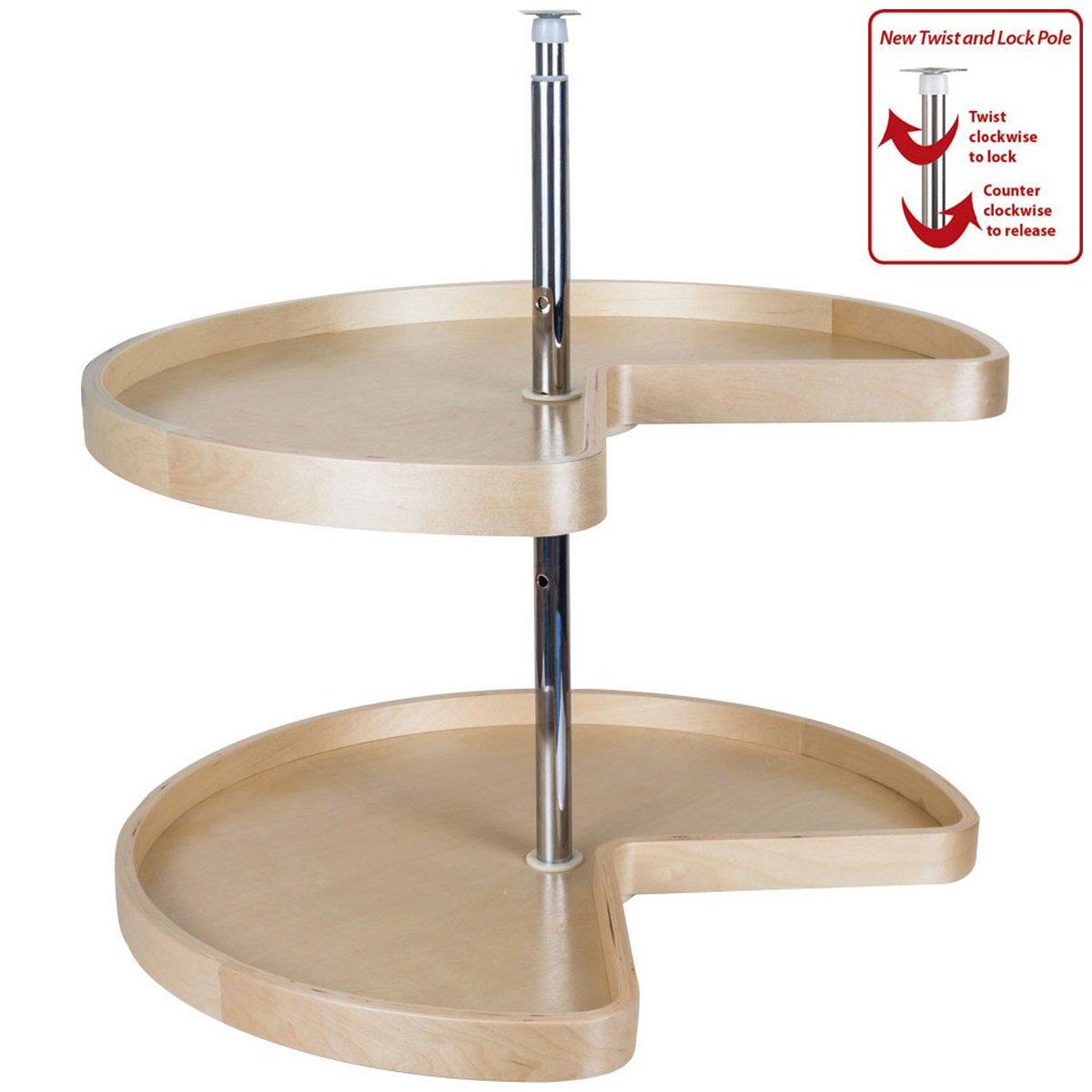 Hardware Resources Kidney Banded Lazy Susan Set with Twist and Lock Adjustable Pole-DirectCabinets.com