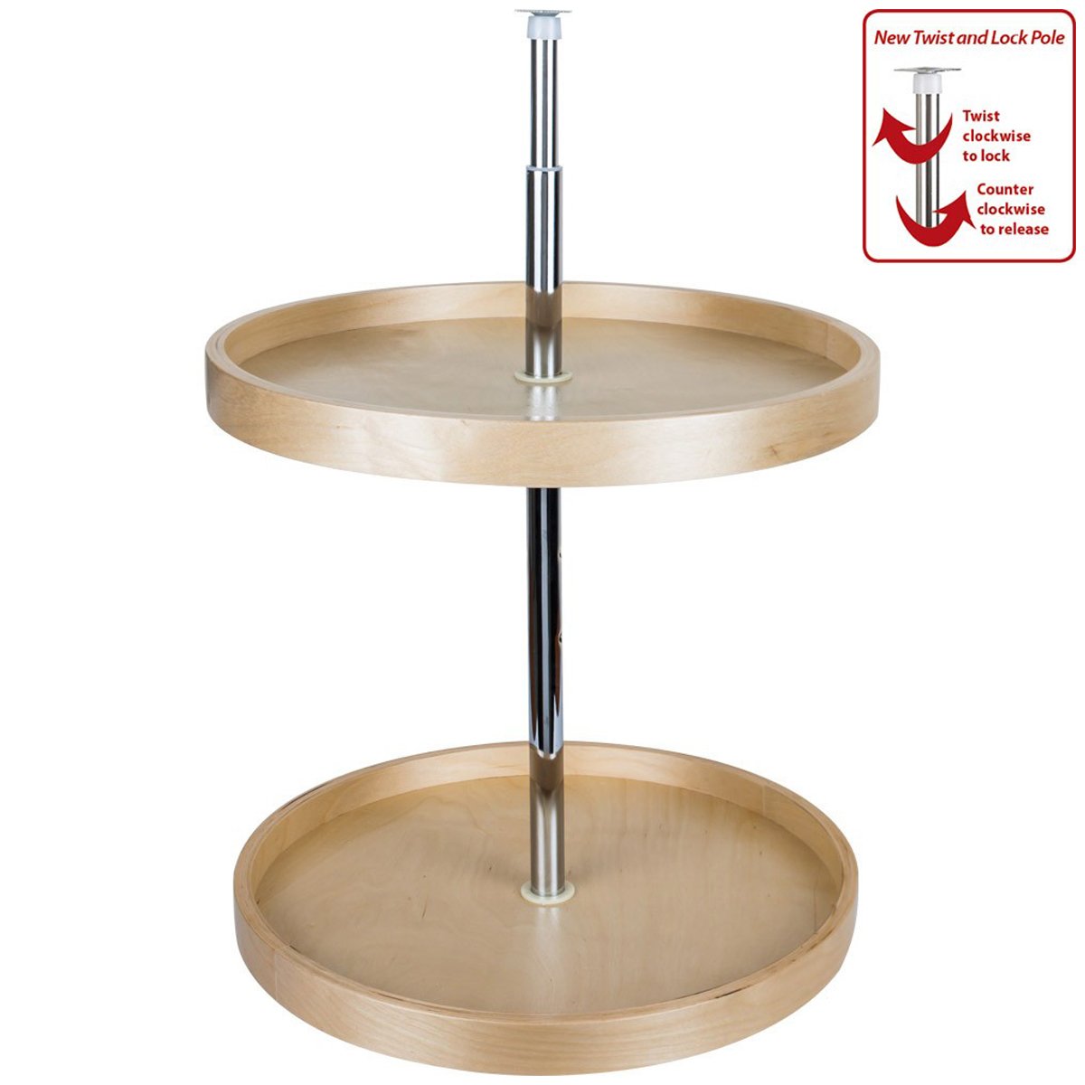 Hardware Resources Round Banded Lazy Susan Set with Twist and Lock Adjustable Pole-DirectCabinets.com