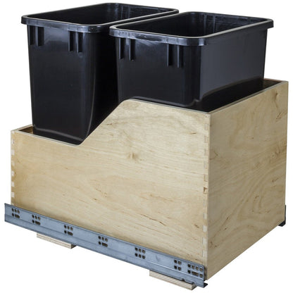 Hardware Resources White Birch Preassembled 35 Quart Double Pullout Waste Container System-DirectCabinets.com