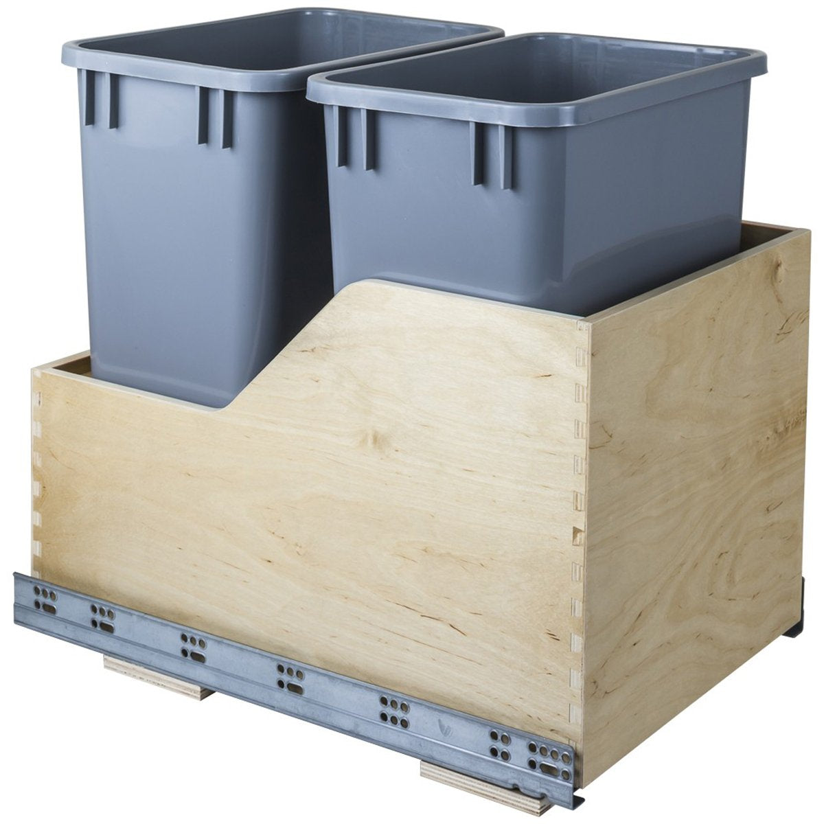 Hardware Resources White Birch Preassembled 35 Quart Double Pullout Waste Container System-DirectCabinets.com