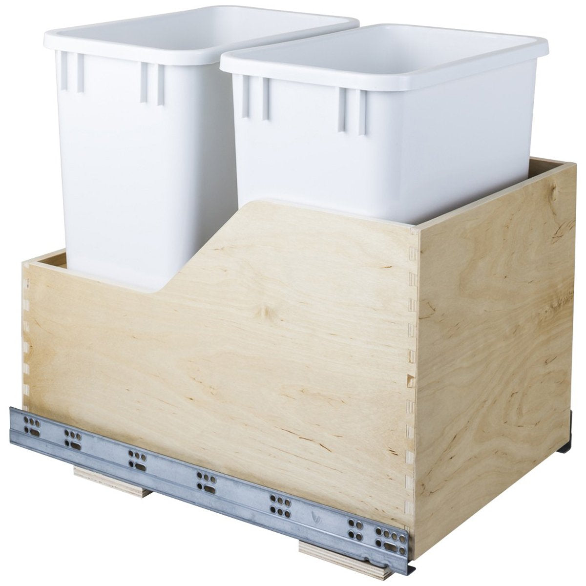 Hardware Resources White Birch Preassembled 35 Quart Double Pullout Waste Container System-DirectCabinets.com