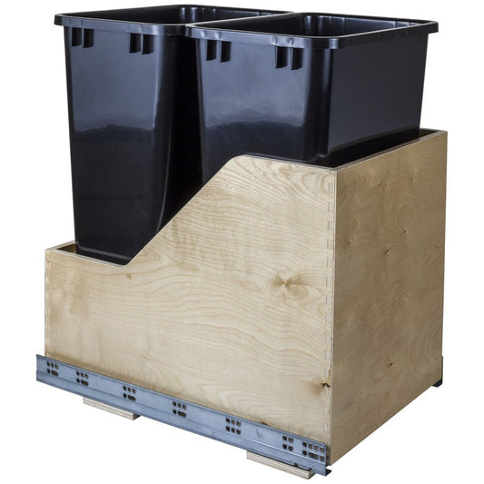 Hardware Resources White Birch Preassembled 50 Quart Double Pullout Waste Container System-DirectCabinets.com