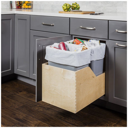 Hardware Resources White Birch Preassembled 50 Quart Double Pullout Waste Container System-DirectCabinets.com