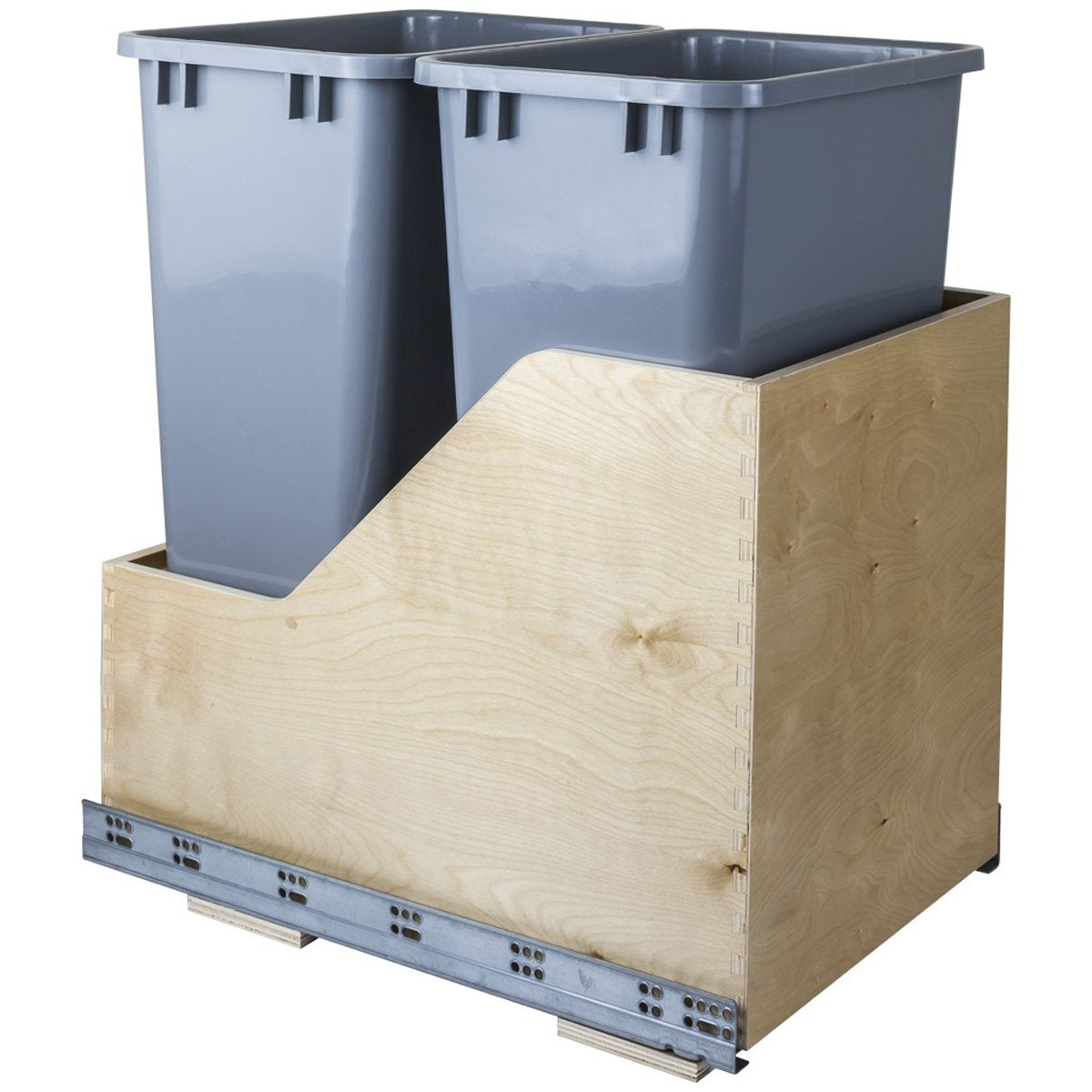 Hardware Resources White Birch Preassembled 50 Quart Double Pullout Waste Container System-DirectCabinets.com