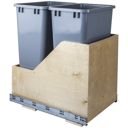 Hardware Resources White Birch Preassembled 50 Quart Double Pullout Waste Container System-DirectCabinets.com