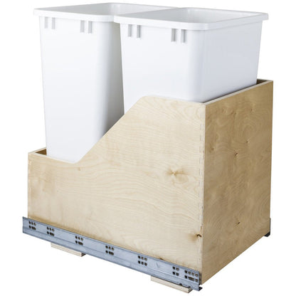 Hardware Resources White Birch Preassembled 50 Quart Double Pullout Waste Container System-DirectCabinets.com