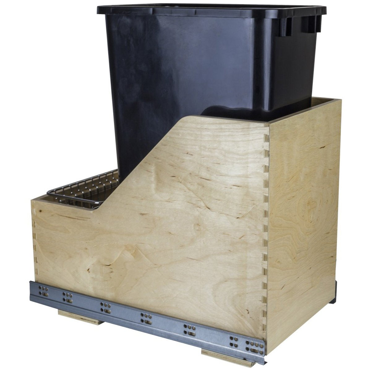 Hardware Resources White Birch Preassembled 50 Quart Single Pullout Waste Container System-DirectCabinets.com