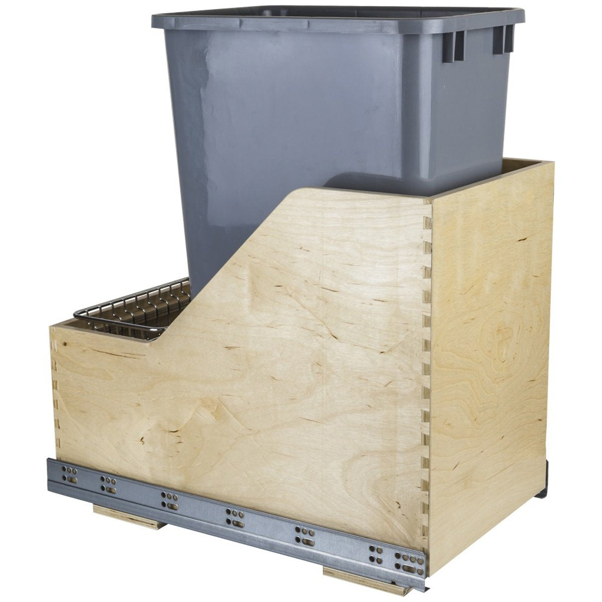 Hardware Resources White Birch Preassembled 50 Quart Single Pullout Waste Container System-DirectCabinets.com