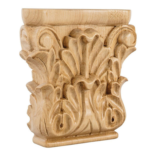 Hardware Resources 4-3/4" x 4-3/4" x 1-1/4" Oak Acanthus Traditional Capital-DirectCabinets.com