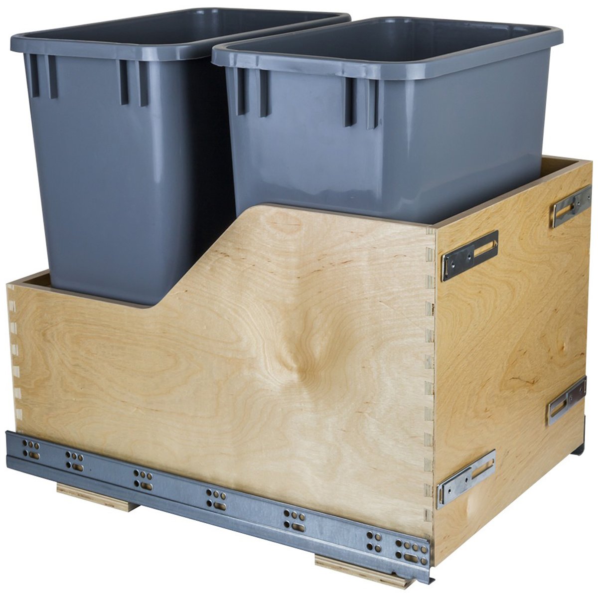 Hardware Resources Preassembled 35 Quart Double Pullout Waste Container System-DirectCabinets.com