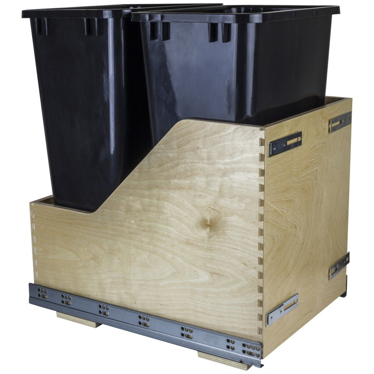 Hardware Resources Preassembled 50 Quart Double Pullout Waste Container System-DirectCabinets.com