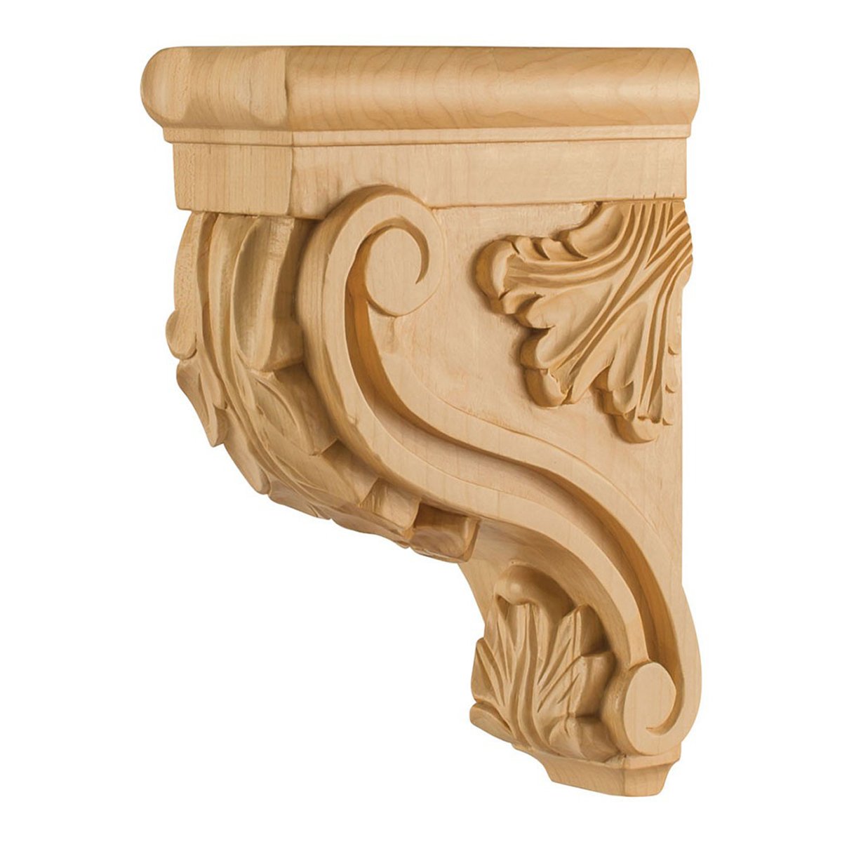 Hardware Resources 3" x 7" x 10" Rubberwood Acanthus Bar Bracket-DirectCabinets.com