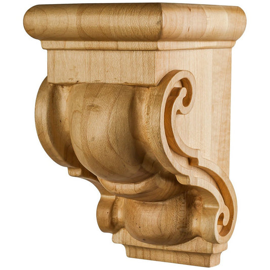 Hardware Resources 3" x 3" x 5" Rubberwood Scrolled Bar Bracket-DirectCabinets.com