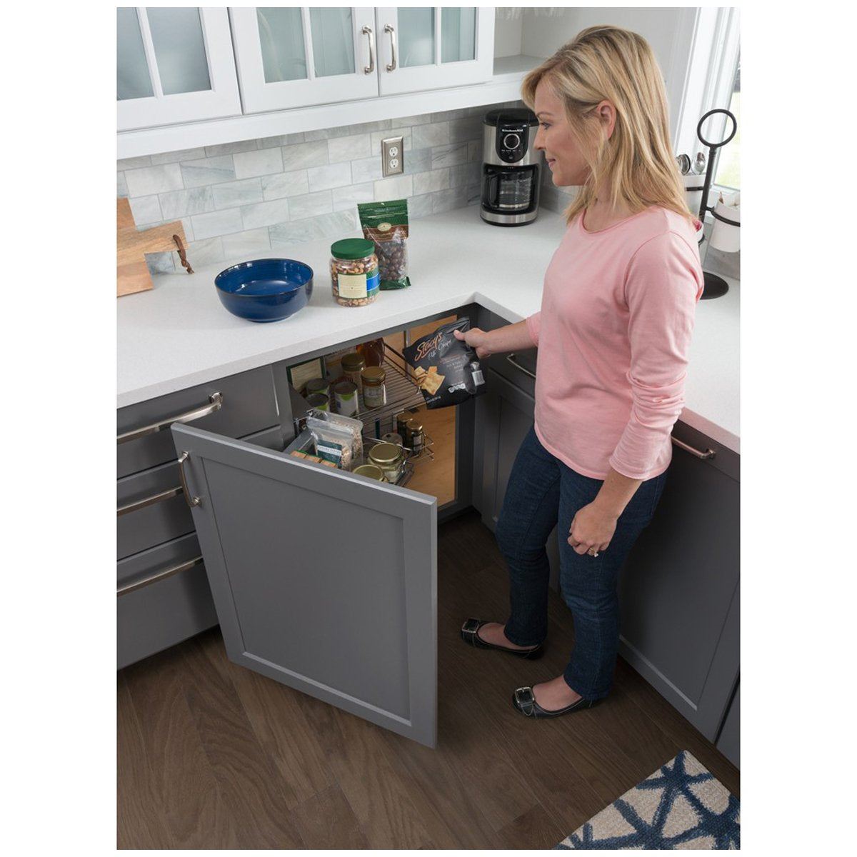 Hardware Resources Door Mounted Universal Blind Corner Organizer for 15" - 18" Opening-DirectCabinets.com