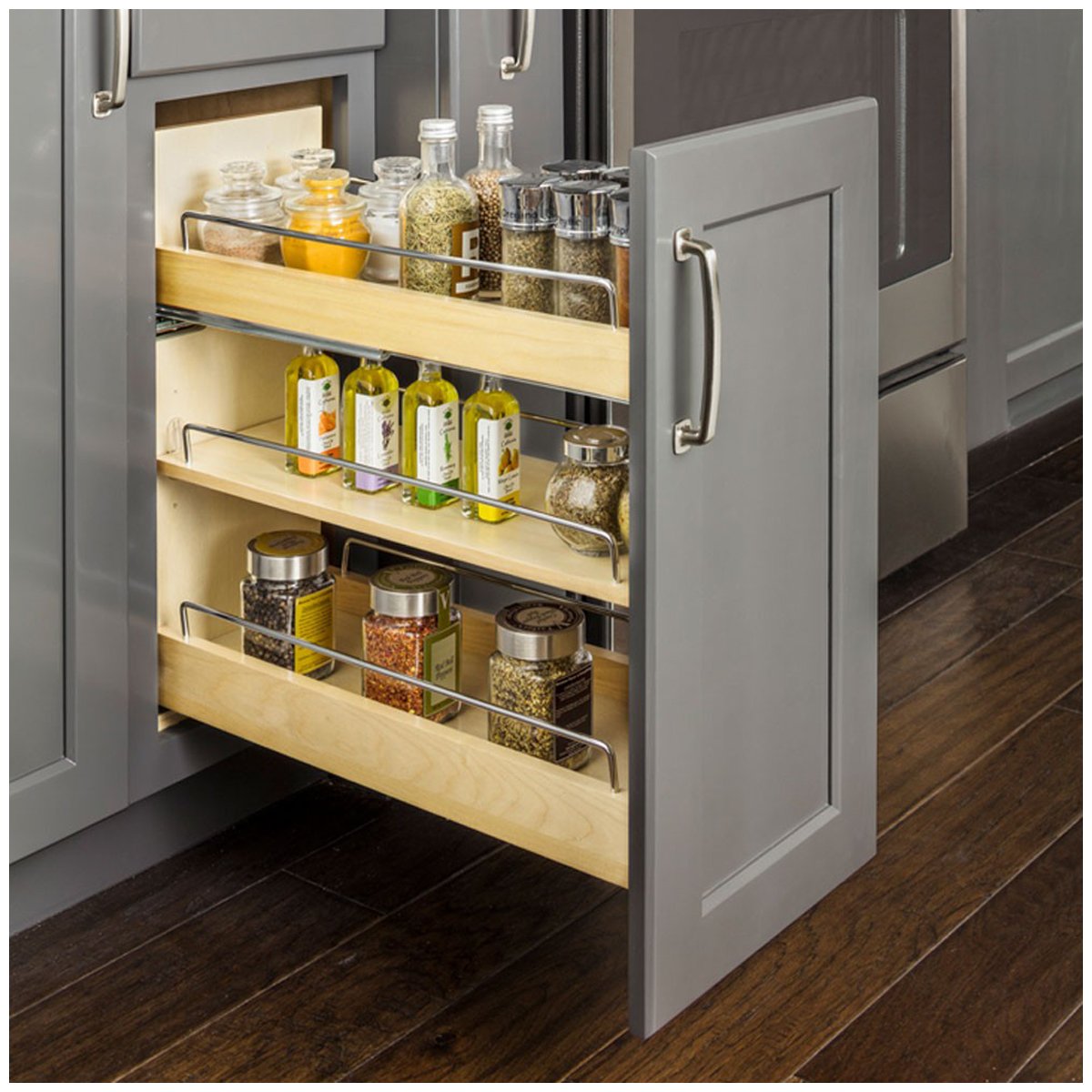 Hardware Resources "No Wiggle" Under Drawer Base Cabinet Pullout Built on Premium Soft-close Slides-DirectCabinets.com