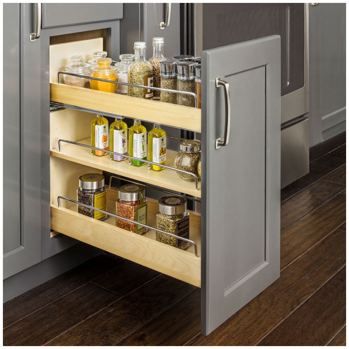 Hardware Resources "No Wiggle" Under Drawer Base Cabinet Pullout Built on Premium Soft-close Slides-DirectCabinets.com