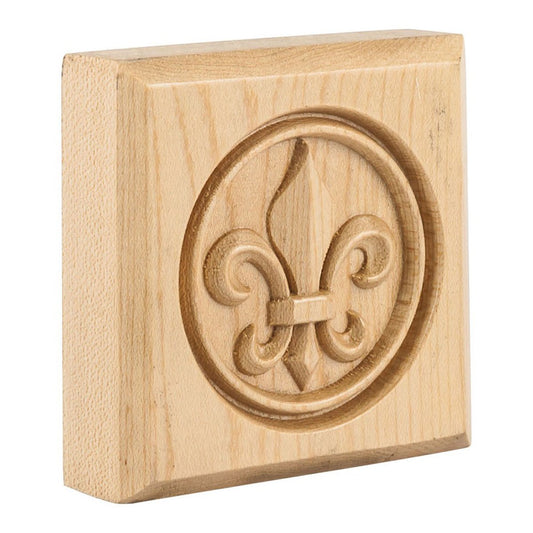 Hardware Resources Alder Fleur-de-Lis Rosette Moulding-DirectCabinets.com