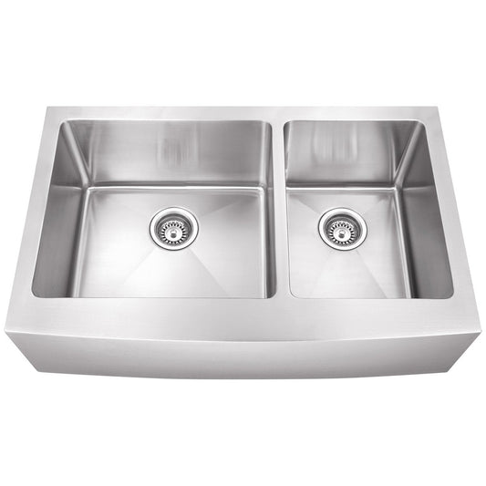 Hardware Resources Stainless Steel 16 Gauge Fabricated Farmhouse Kitchen Sink-DirectCabinets.com