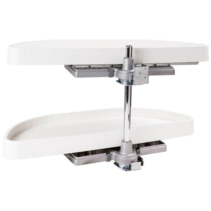 Hardware Resources Half-Moon Lazy Susan Set with White Plastic Trays-DirectCabinets.com