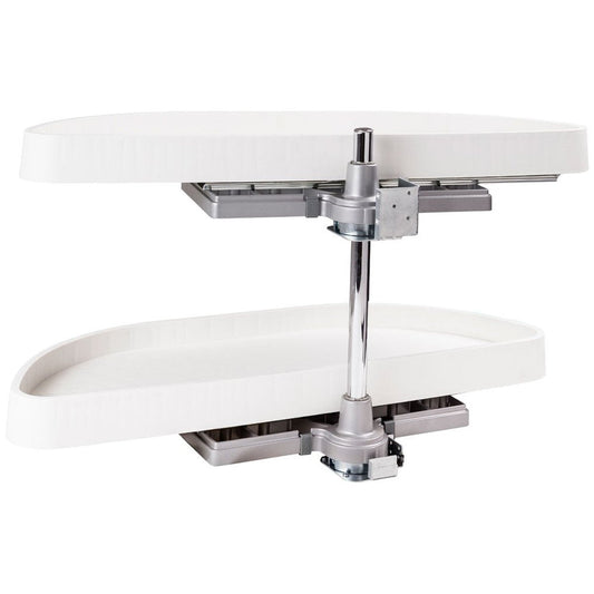 Hardware Resources Half-Moon Lazy Susan Set with White Plastic Trays-DirectCabinets.com