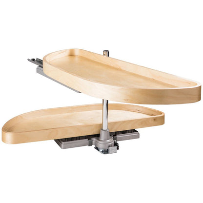 Hardware Resources Half-Moon Lazy Susan Set with Wood Trays-DirectCabinets.com