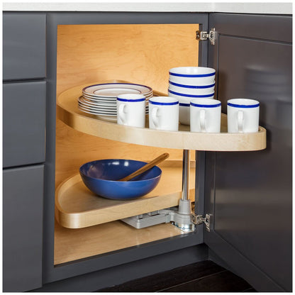 Hardware Resources Half-Moon Lazy Susan Set with Wood Trays-DirectCabinets.com