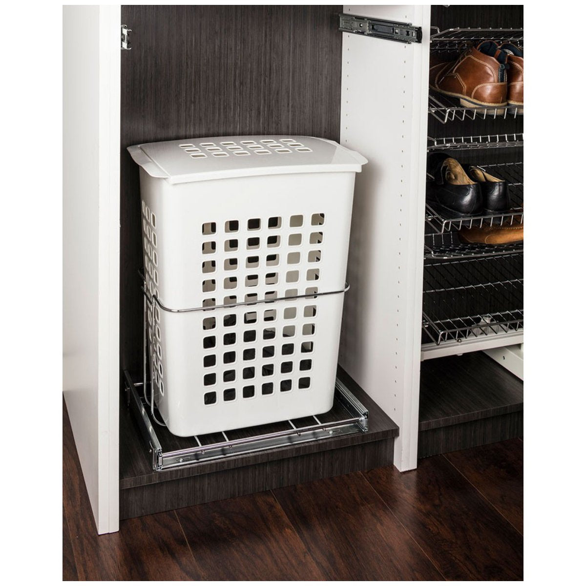 Hardware Resources Plastic Pullout Hamper with Lid-DirectCabinets.com